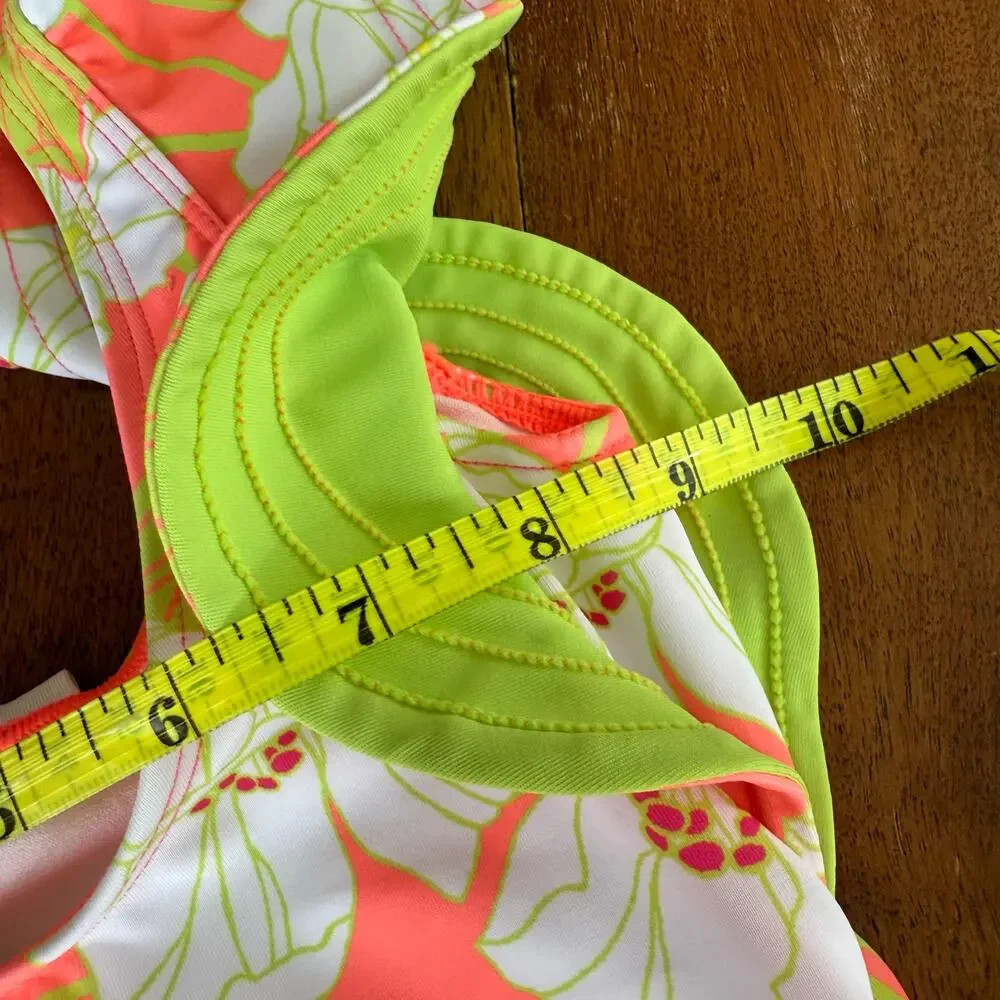 Janie‎ and Jack Ruffle Swimsuit Floral Coral Curl Girls 12-18 Mos Preppy Summer
